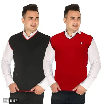 Stylish Wool Solid Sleeveless Sweater for Men, Pack of 2