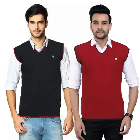 Mens Wool Half Sleeve Sweaters Pack Of 2