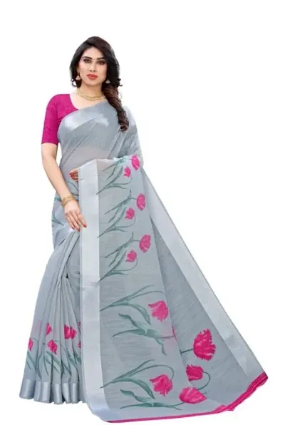 Linen Sarees With Blouse Piece