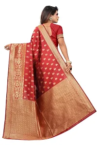 Stylish Banarasi Jacquard Silk Black And Red Saree with Blouse piece-thumb2