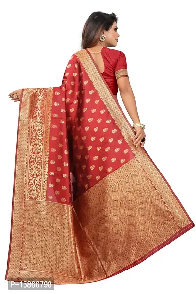 Stylish Banarasi Jacquard Silk Black And Red Saree with Blouse piece-thumb3