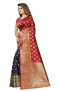 Stylish Banarasi Jacquard Silk Black And Red Saree with Blouse piece-thumb1