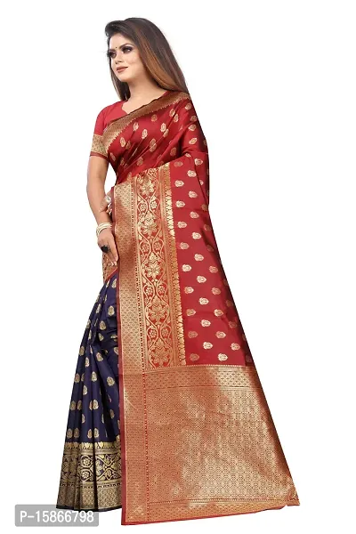 Stylish Banarasi Jacquard Silk Black And Red Saree with Blouse piece-thumb2