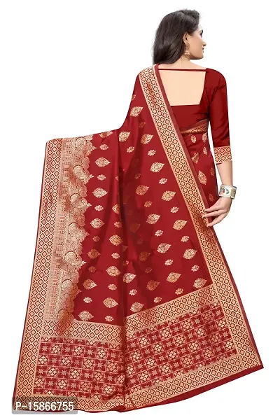 Stylish Banarasi Jacquard Silk Maroon And Golden Saree with Blouse piece-thumb3