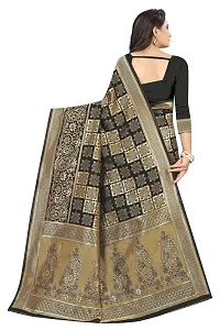 Stylish Banarasi Jacquard Silk Black And Golden Saree with Blouse piece-thumb2