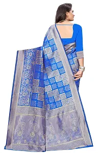 Stylish Banarasi Jacquard Silk Royal Blue And Golden Saree with Blouse piece-thumb2