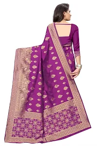 Stylish Banarasi Jacquard Silk Wine And Golden Saree with Blouse piece-thumb2