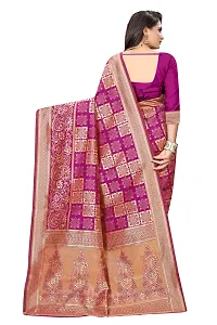 Stylish Banarasi Jacquard Silk Wine And Golden Saree with Blouse piece-thumb2