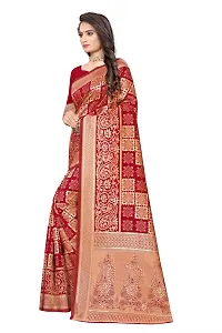 Stylish Banarasi Jacquard Silk Maroon And Golden Saree with Blouse piece-thumb1