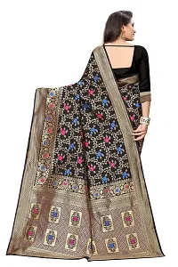 Stylish Banarasi Jacquard Silk Black And Golden Saree with Blouse piece-thumb2