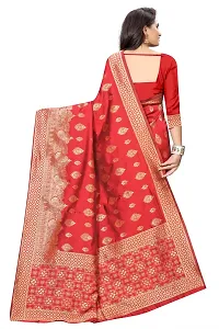 Stylish Banarasi Jacquard Silk Red And Golden Saree with Blouse piece-thumb2