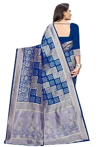 Stylish Banarasi Jacquard Silk Navy Blue And Golden Saree with Blouse piece-thumb2