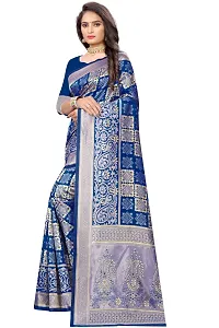 Stylish Banarasi Jacquard Silk Navy Blue And Golden Saree with Blouse piece-thumb1