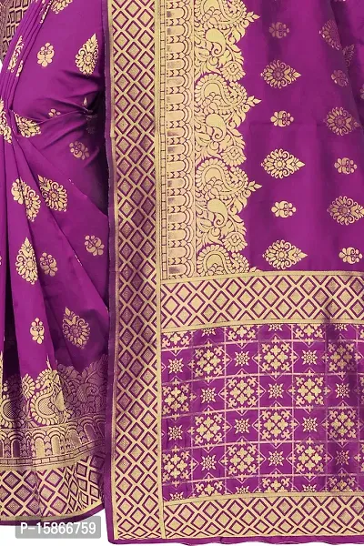 Stylish Banarasi Jacquard Silk Wine And Golden Saree with Blouse piece-thumb4