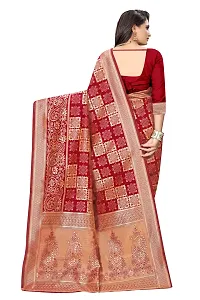 Stylish Banarasi Jacquard Silk Maroon And Golden Saree with Blouse piece-thumb2