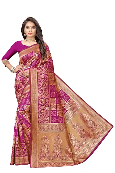 Stylish Banarasi Jacquard Silk And Saree with Blouse piece