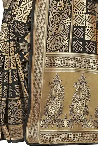 Stylish Banarasi Jacquard Silk Black And Golden Saree with Blouse piece-thumb3