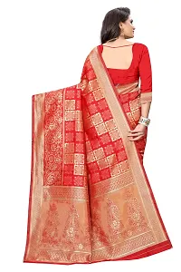 Stylish Banarasi Jacquard Silk Red And Golden Saree with Blouse piece-thumb2