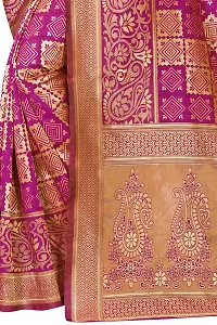 Stylish Banarasi Jacquard Silk Wine And Golden Saree with Blouse piece-thumb3