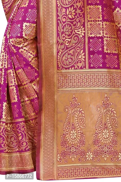 Stylish Banarasi Jacquard Silk Wine And Golden Saree with Blouse piece-thumb4