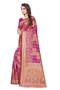 Stylish Banarasi Jacquard Silk Wine And Golden Saree with Blouse piece-thumb1