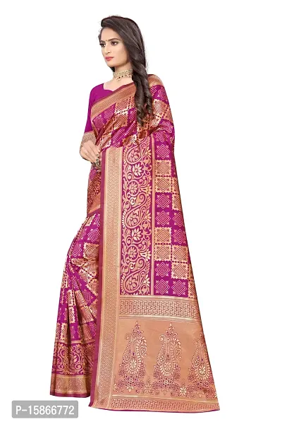 Stylish Banarasi Jacquard Silk Wine And Golden Saree with Blouse piece-thumb2