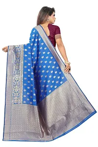 Stylish Banarasi Jacquard Silk Blue And Wine Saree with Blouse piece-thumb2