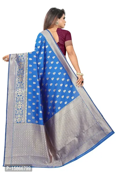 Stylish Banarasi Jacquard Silk Blue And Wine Saree with Blouse piece-thumb3