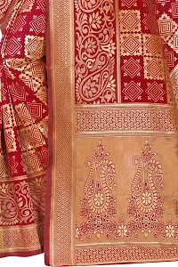 Stylish Banarasi Jacquard Silk Maroon And Golden Saree with Blouse piece-thumb3