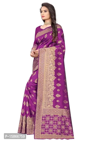 Stylish Banarasi Jacquard Silk Wine And Golden Saree with Blouse piece-thumb2