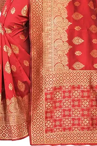 Stylish Banarasi Jacquard Silk Red And Golden Saree with Blouse piece-thumb3