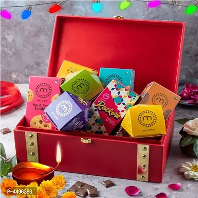 Misht Mithai Delight Diwali Hamper ( 1 Premium  Beautiful Gift Box,  1 Kaju Katli 210gm, 1 Milk Cake 210gm, 1 Peda 210gm, 1 Rockers 180gm, 1 Chana Barfi 210gm,1 Dodha 210gm, 1 Besan Barfi 210gm)-thumb0