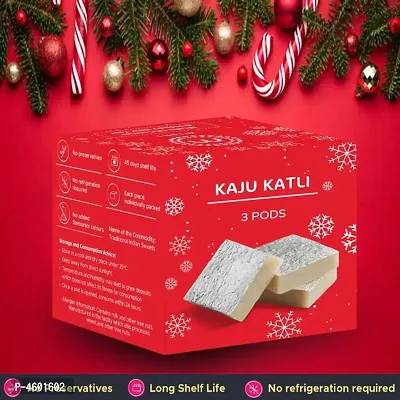 Misht Preservatives Free Kaju katli ( Pack of 4 box ( 80 gram each box ) ) in special Christmas and New year box packaging box.-thumb0