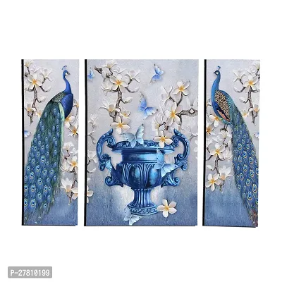 Craft Home  Set Of 3-Piece Beautiful Pair of Graceful Digital Modern Art Peacock  Flower Vase (P1) Wall Art Painting Frames Set (12X18 Inch, Multicolor)- Perfect Scenery For Home Deco-thumb0