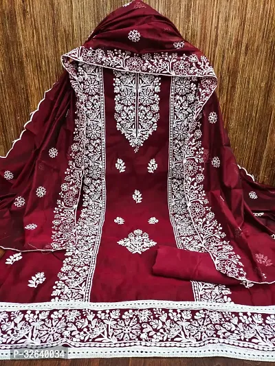 Fancy Chanderi Silk Dress Material With Dupatta For Women