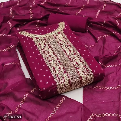 Fancy Chanderi Silk Dress Material With Dupatta For Women