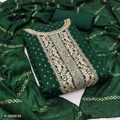 Fancy Chanderi Silk Dress Material With Dupatta For Women