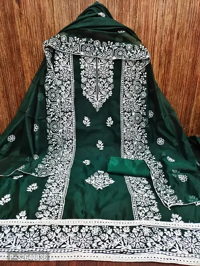 Fancy Chanderi Silk Dress Material With Dupatta For Women