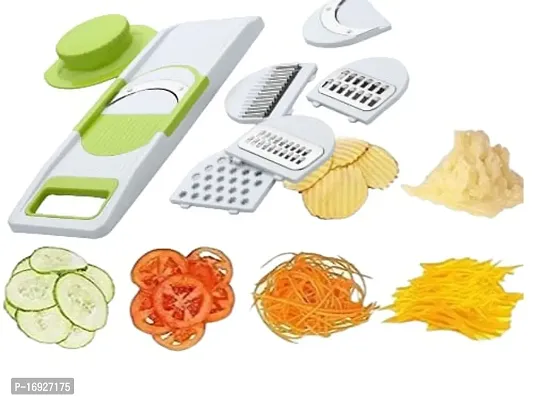 6 in 1 Vegetable and Fruit Grater Slicer Cutter Multipurpose Fruit Chopper for Chips Potato Slicer Dicer Maker for Home and Kitchen - (Multicolor)