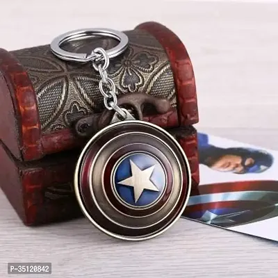 Anexa Avengers Superhero Captain America Rotating Shield Key Chain-thumb0