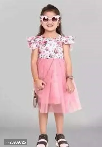 Beautiful Printed Cotton Half Sleeve Regular Fit  Frock for Kids-thumb0