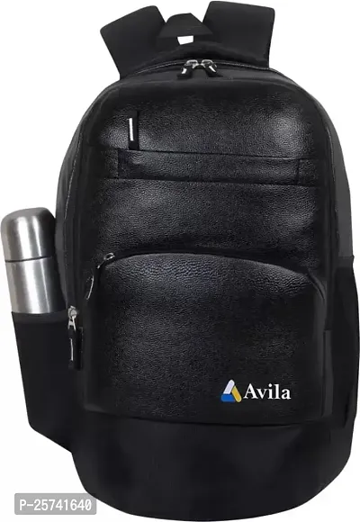 Avila Vegan Leather 30L 15.6 Inch Laptop Backpack for Men Women for Office Professionals and College Students Black-thumb2