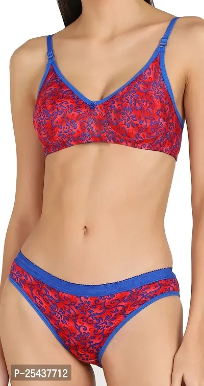 Stylish Cotton Red Bra And Panty Set For Women-thumb5