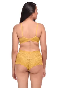 Stylish Net Yellow Bra And Panty Set For Women-thumb3