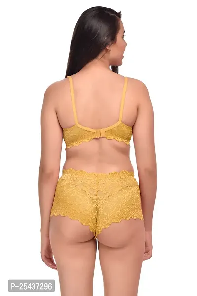 Stylish Net Yellow Bra And Panty Set For Women-thumb4