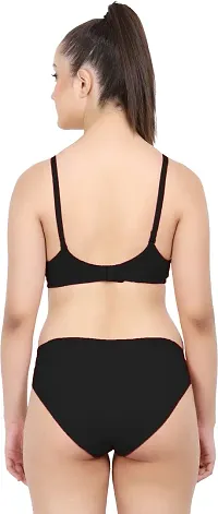 Stylish Cotton Black Bra And Panty Set For Women-thumb3