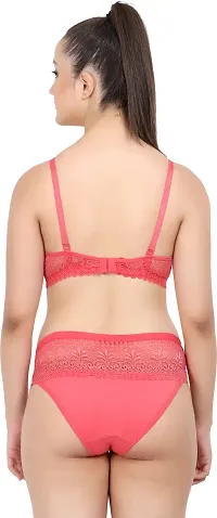 Stylish Cotton Red Bra And Panty Set For Women-thumb3