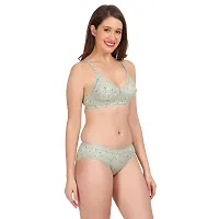 Stylish Cotton Green Bra And Panty Set For Women-thumb1