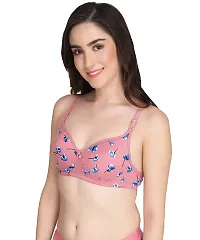 Stylish Pink Cotton Printed Bras For Women-thumb2