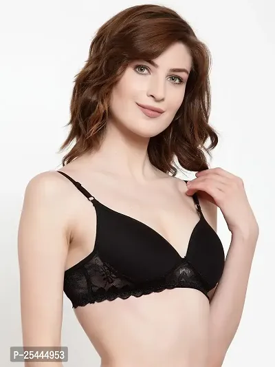 Stylish Black Cotton Solid Bras For Women-thumb2